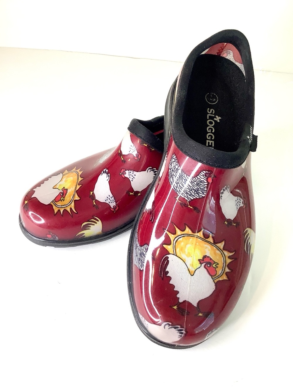 Sloggers Maroon Chicken Print Waterproof Slip-On Clogs
